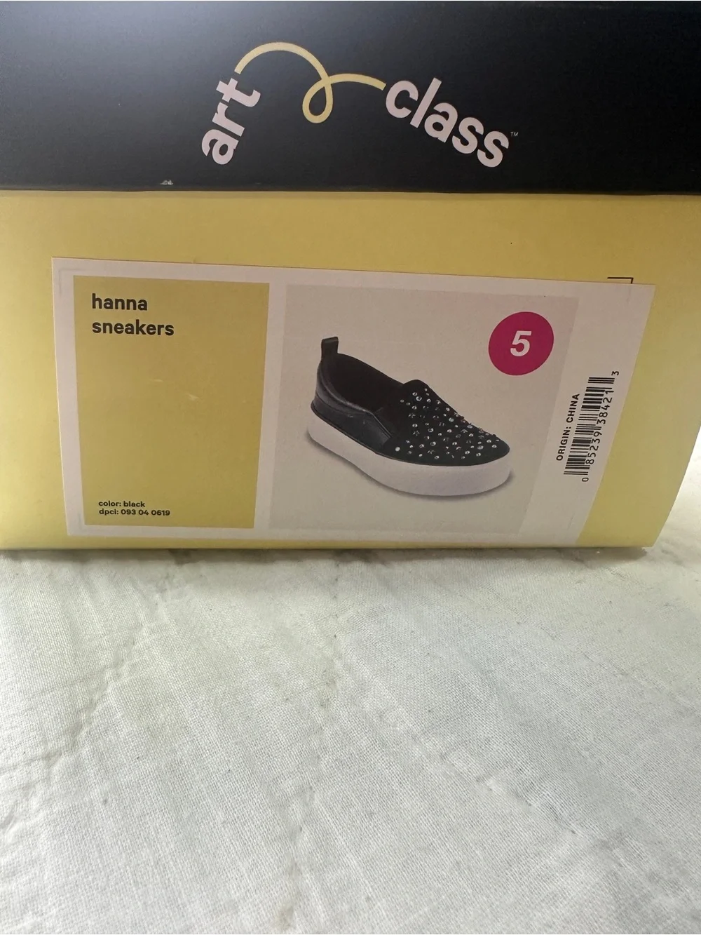 art class Black Slip-On Kids Sneakers with Multicolor Gem Accents